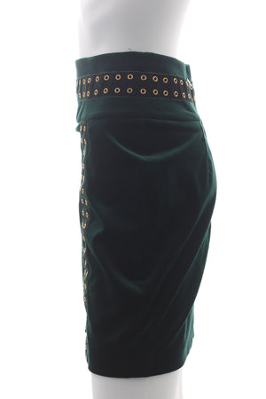 Balmain Eyelet-Embellished Velvet Mini Skirt