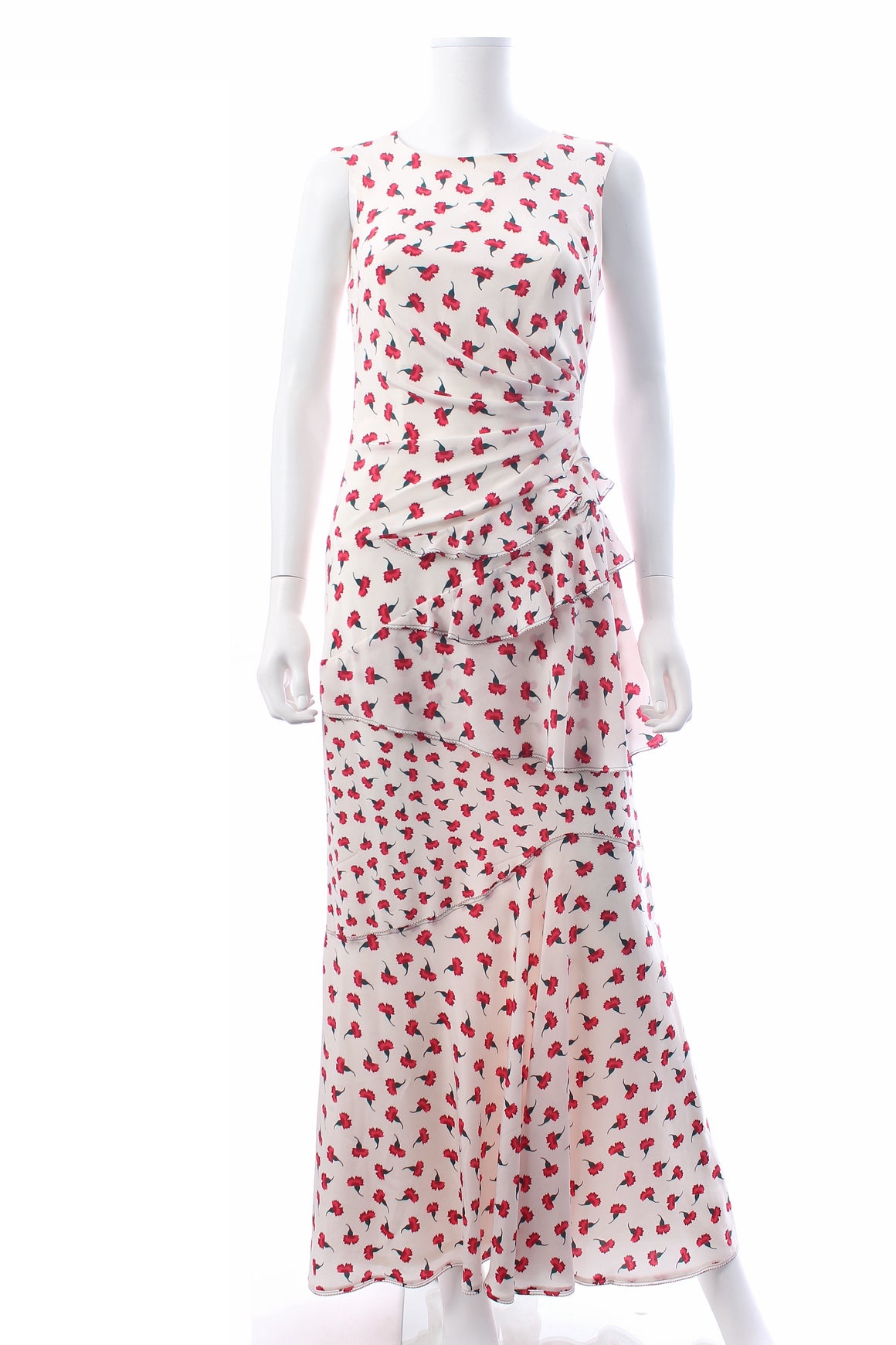 Oscar de la Renta Ruffled Silk Printed Maxi Dress - Runway Collection