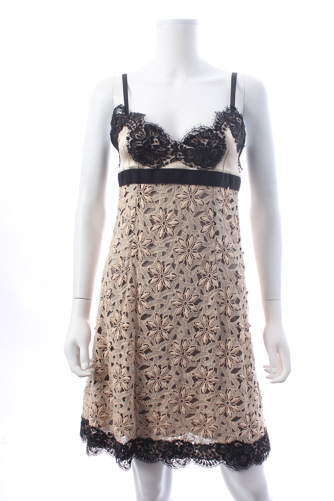 Dolce & Gabbana Lace-Trimmed Floral Crochet Mini Dress