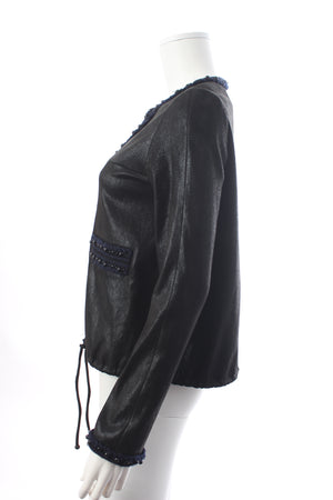 Chanel Embellished Metallic Lambskin Leather Jacket