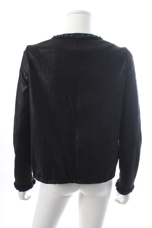 Chanel Embellished Metallic Lambskin Leather Jacket