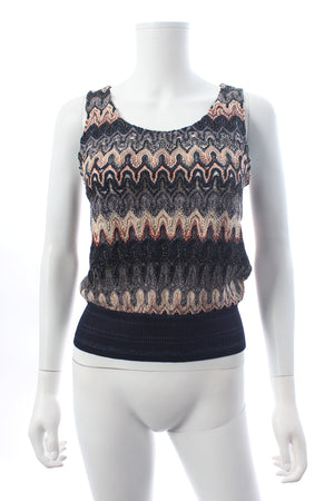 Missoni Wave Pattern Crochet Knit Sleeveless Top