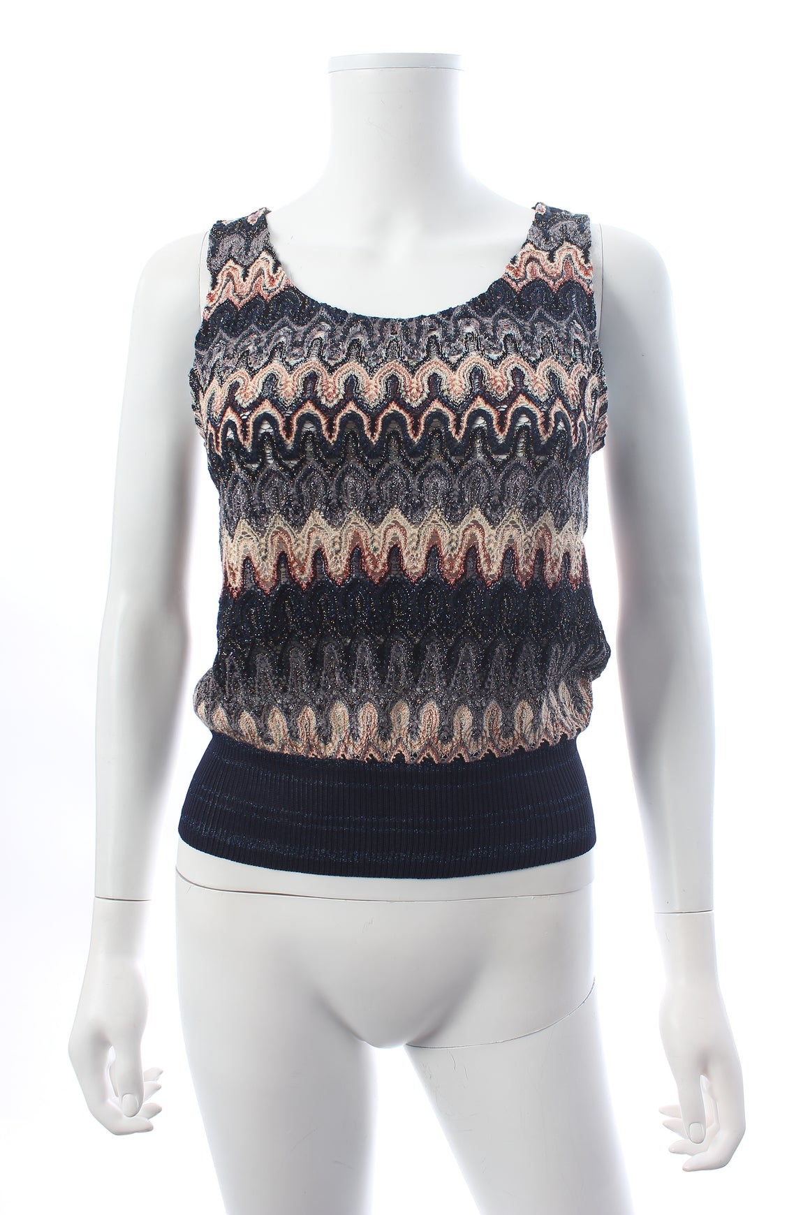 Missoni Wave Pattern Crochet Knit Sleeveless Top