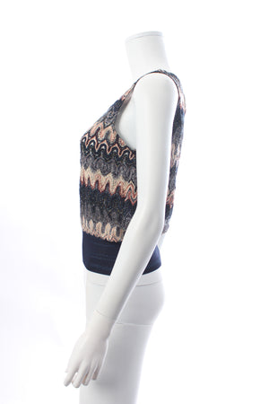 Missoni Wave Pattern Crochet Knit Sleeveless Top