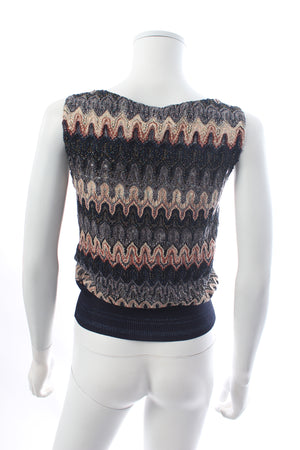 Missoni Wave Pattern Crochet Knit Sleeveless Top