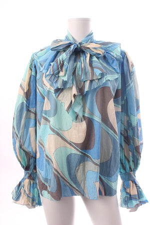 Emilio Pucci Onde Printed Cotton Voile Blouse