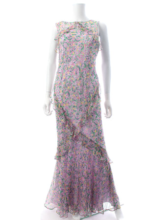 Saloni Tamara C Ruffled Silk Chiffon Maxi Dress
