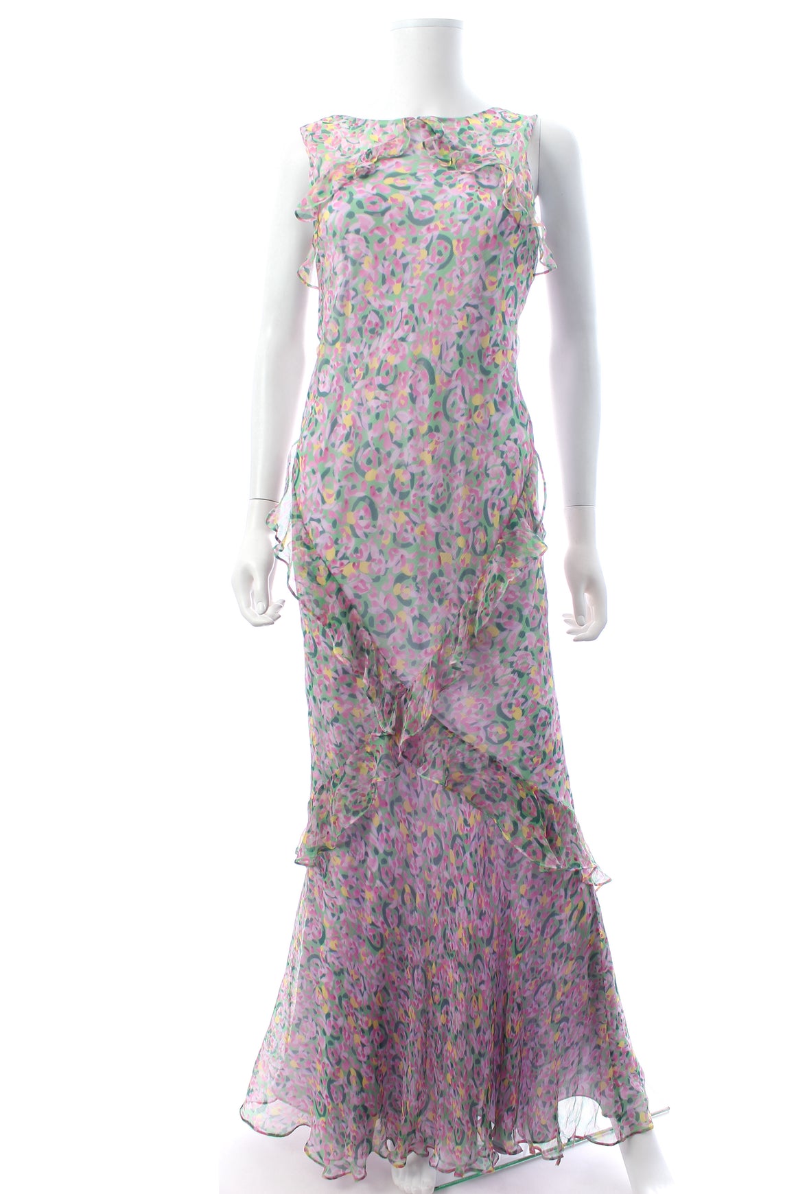 Saloni Tamara C Ruffled Silk Chiffon Maxi Dress