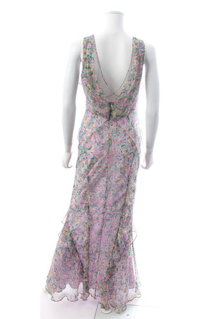 Saloni Tamara C Ruffled Silk Chiffon Maxi Dress