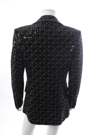 Nadine Merabi Meghan Embellished Velvet Blazer