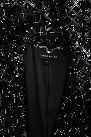 Nadine Merabi Meghan Embellished Velvet Blazer