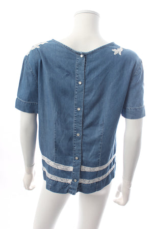 Ermanno Scervino Lace-Embroidered Denim T-Shirt