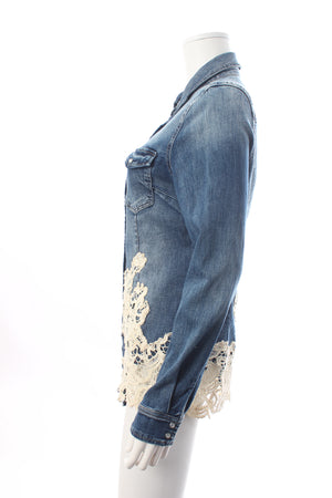 History Repeats Lace Embroidered Denim Shirt