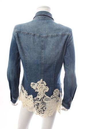 History Repeats Lace Embroidered Denim Shirt