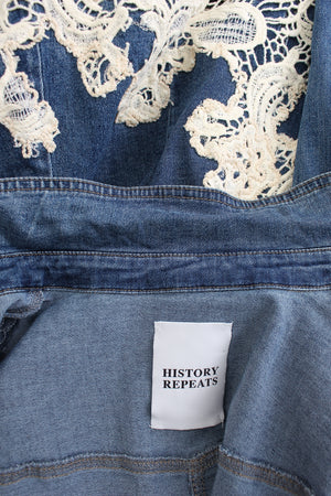 History Repeats Lace Embroidered Denim Shirt
