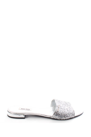Miu Miu Glitter Slide Sandals
