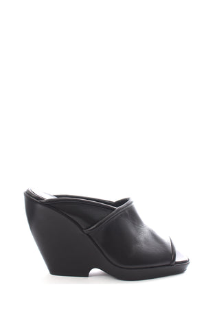KHAITE Stagg 105 Leather Wedge Mule Sandals
