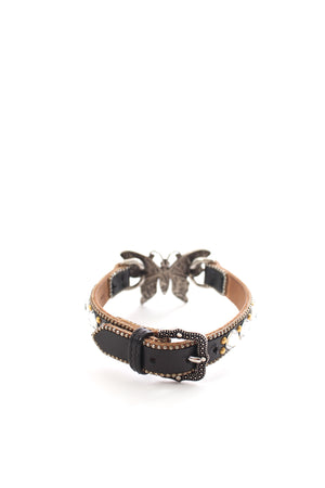 Gucci Crystal and Leather Butterfly Bracelet