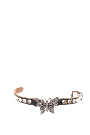 Gucci Crystal and Leather Butterfly Bracelet