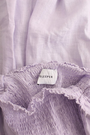 Sleeper 'Atlanta' Off-the-shoulder Shirred Linen Midi Dress