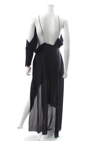 Acne Studios Emile Asymmetric Silk Chiffon Maxi Dress
