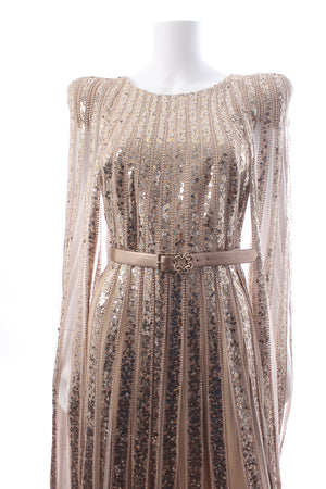 Elie Saab Sequin Embellished Cape Tulle Gown
