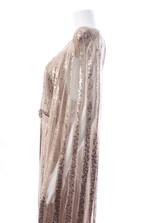 Elie Saab Sequin Embellished Cape Tulle Gown