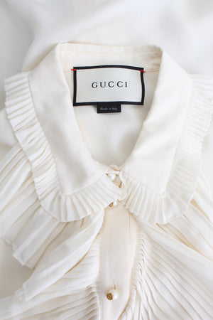 Gucci Ruffle-Trimmed Silk Blouse