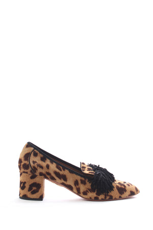 Aquazzura Wild 50 Leopard Printed Fringe-Trimmed Loafers