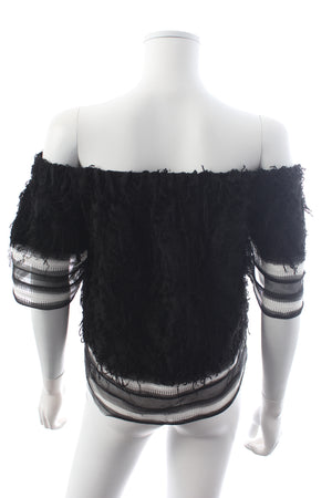 Jonathan Simkhai Fringe-Trimmed Track Off-the-shoulder Top