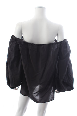Vintage Yves Saint Laurent Cotton and Silk-Blend Off-the-shoulder Blouse