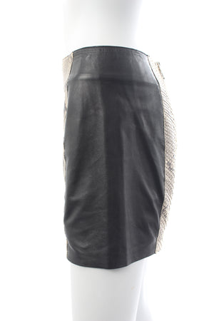 Maje Python and Leather Panelled Mini Skirt