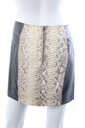Maje Python and Leather Panelled Mini Skirt