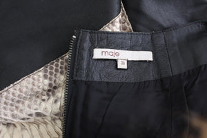 Maje Python and Leather Panelled Mini Skirt