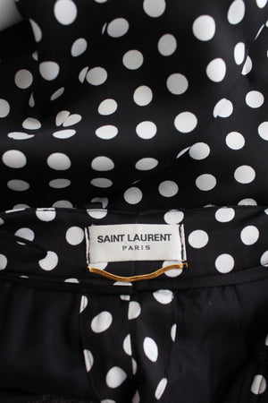 Saint Laurent Polka Dot Printed Satin Trousers