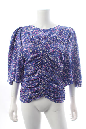 Isabel Marant Lidiane Ruched Printed Georgette Top