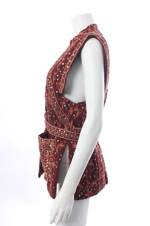 Ulla Johnson Indira Embroidered Linen and Cotton-B lend Waistcoat