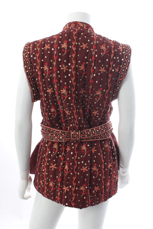 Ulla Johnson Indira Embroidered Linen and Cotton-B lend Waistcoat