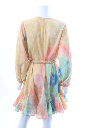 RHODE Ella Belted Tie-Dye Cotton Mini Dress