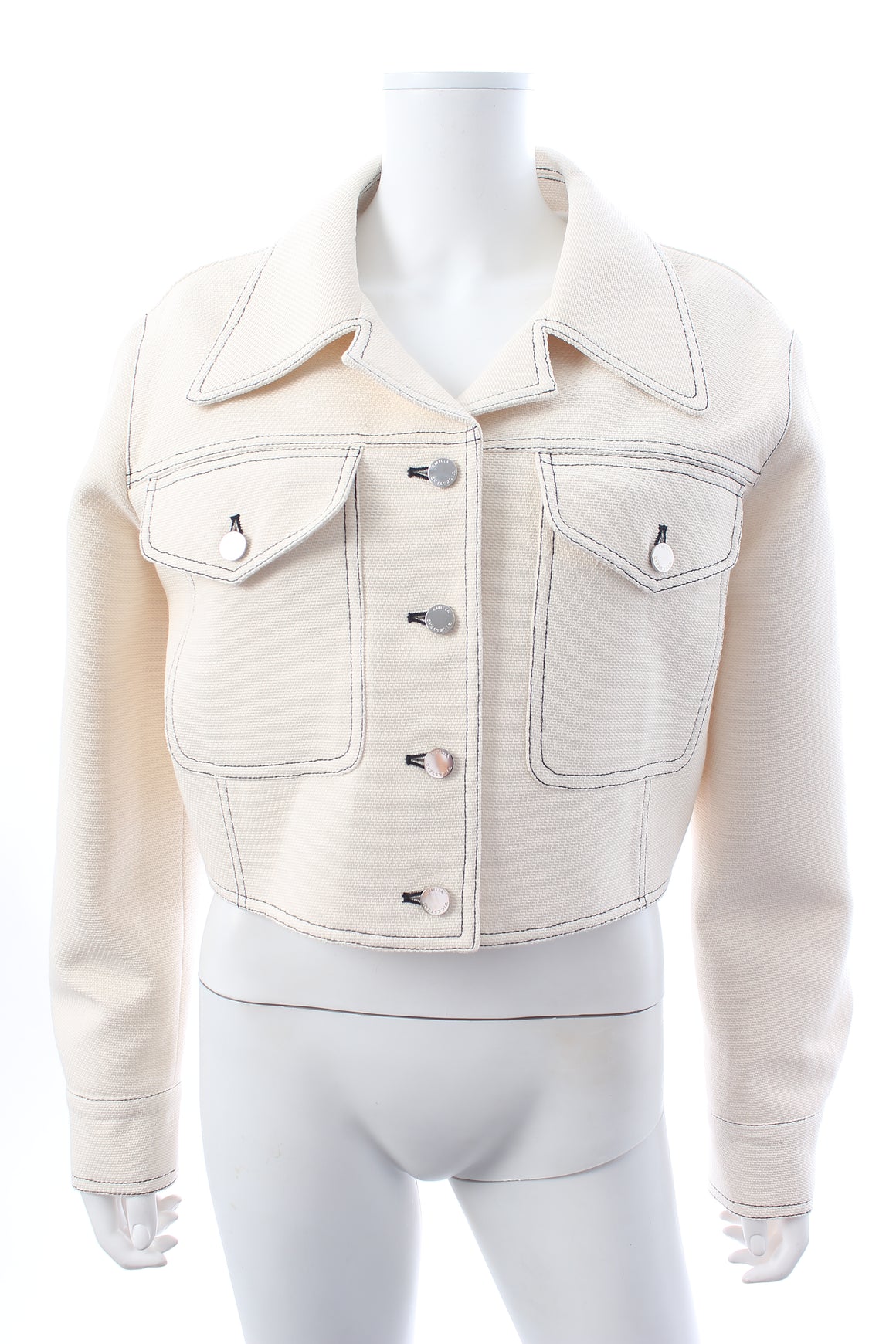 Emilia Wickstead Emma Cropped Topstitched Cotton-Blend Jacket