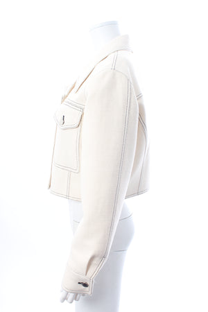 Emilia Wickstead Emma Cropped Topstitched Cotton-Blend Jacket