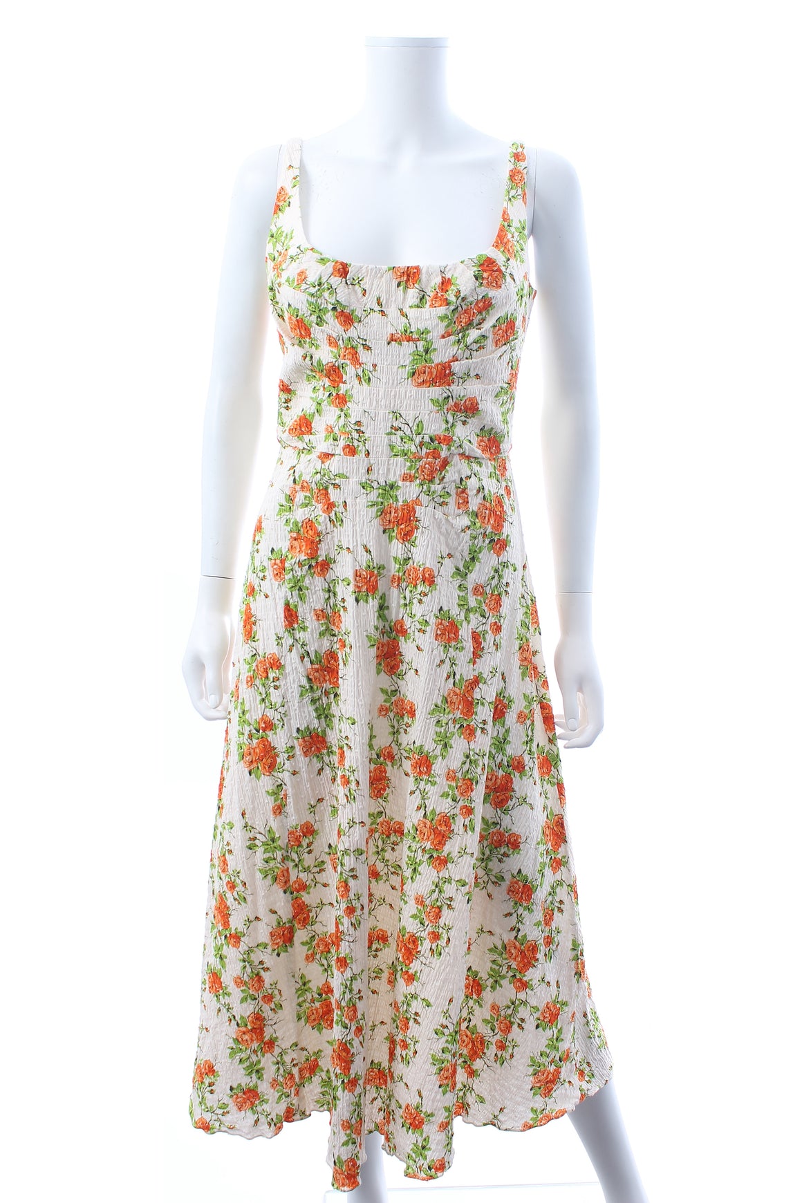 Emilia Wickstead Floral Printed Textured Crepe Midi Dress