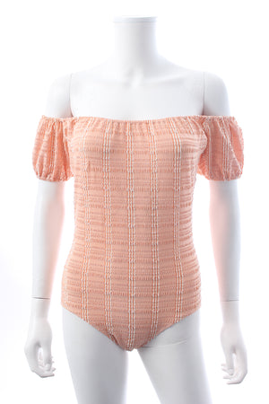 Lisa Marie Fernandez Leandra Seersucker Off-the-shoulder Swimsuit
