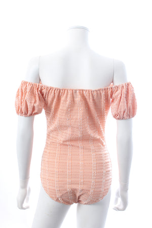 Lisa Marie Fernandez Leandra Seersucker Off-the-shoulder Swimsuit