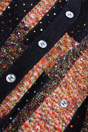Chanel Wool-Blend Embellished Patchwork Knitted Cardigan