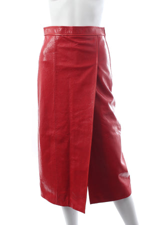 Gucci Love Parade Crocodile-Effect Leather Midi Skirt