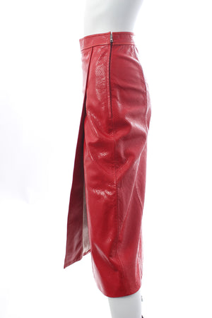 Gucci Love Parade Crocodile-Effect Leather Midi Skirt