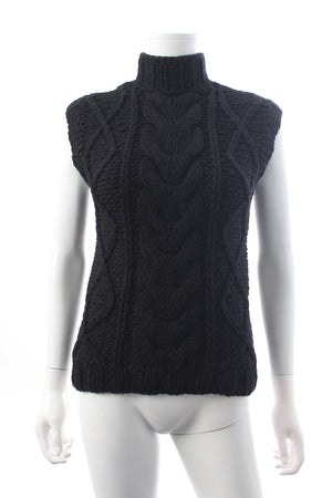 Chanel Cashmere Embellished-Button Cable Knit Sweater