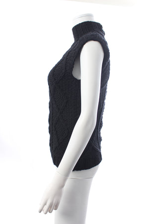 Chanel Cashmere Embellished-Button Cable Knit Sweater