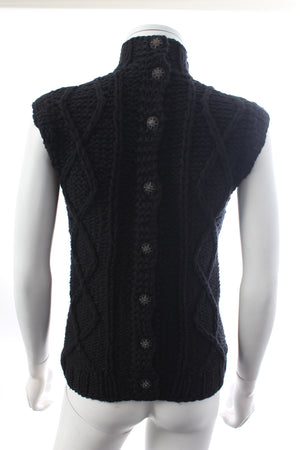 Chanel Cashmere Embellished-Button Cable Knit Sweater